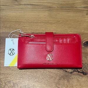 NWT CXL by Christian Lacroix Red Bryce Pebble Zipper Wallet Reg. $48